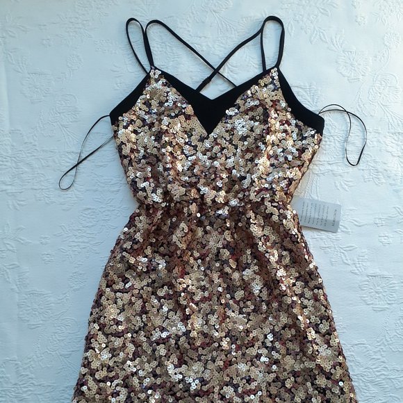NEW Adelyn Rae Leila Sequin Strappy Back Dress Size S - Picture 3 of 15